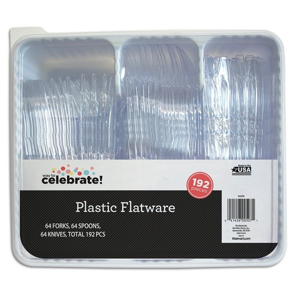 Celebrate Assorted Fork, Spoon, Knife Plastic Cutlery Combo, 192CT