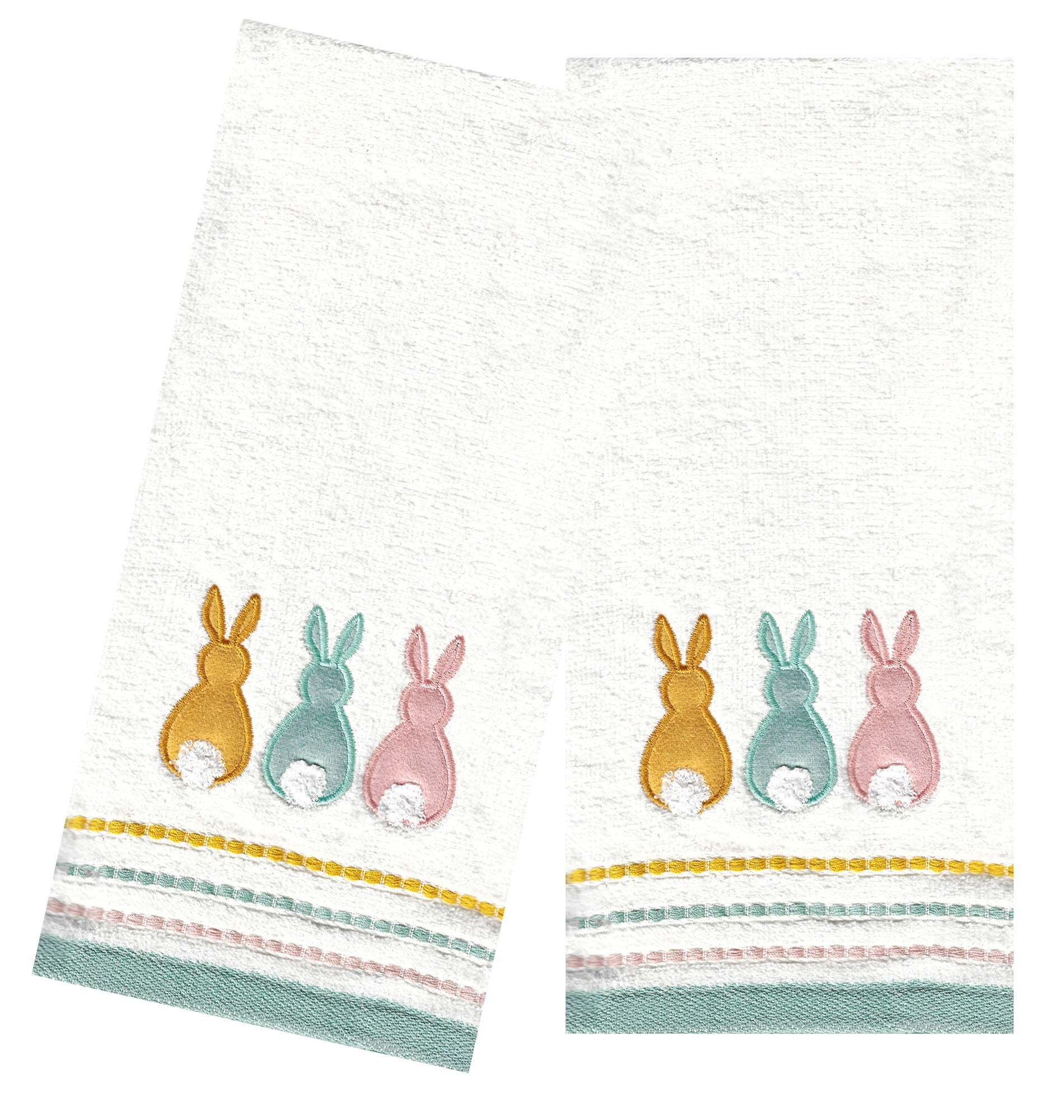 Celebrate Bunny Butts Bath Hand Towels Set of 2, Decorative Border