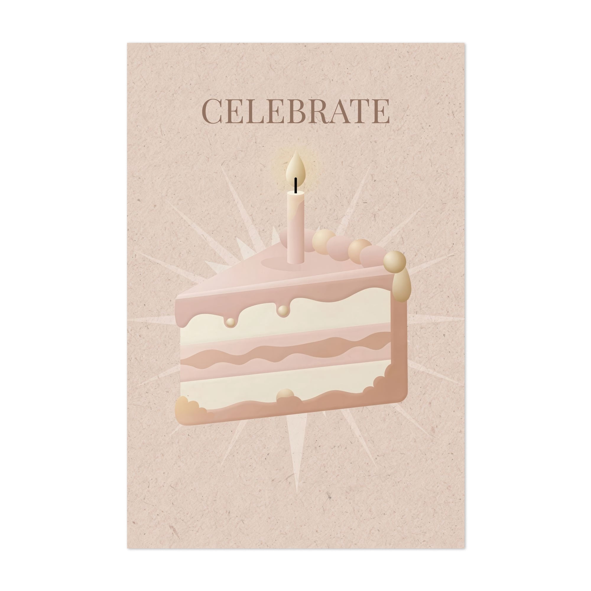 Celebrate - Digital Art Dessert Pastel Minimalist Quote Unframed Wall Art Print 5 x 7 inches