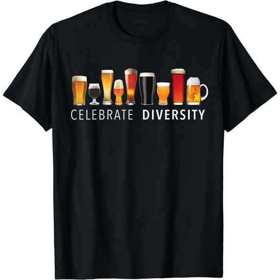 Celebrate Diversity Craft Beer Drinking Women T-Shirt Black X-Large