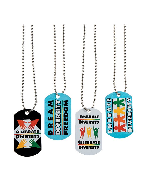Celebrate Diversity Dog Tag Necklaces - Jewelry - 12 Pieces