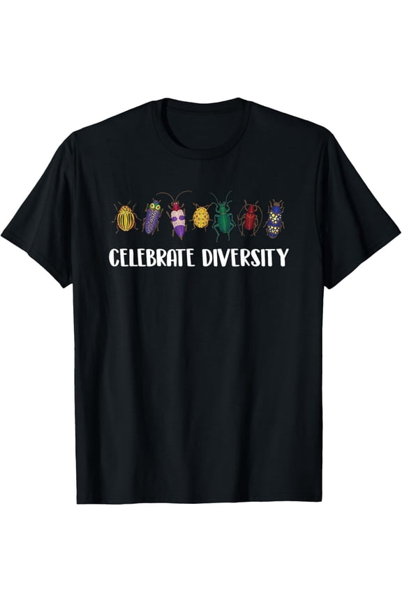 Celebrate Diversity - Entomology Insect Collector Bug Lover T-ShirtMen's and women's gift, black and white T-shirt, size: Extra large S-4XL