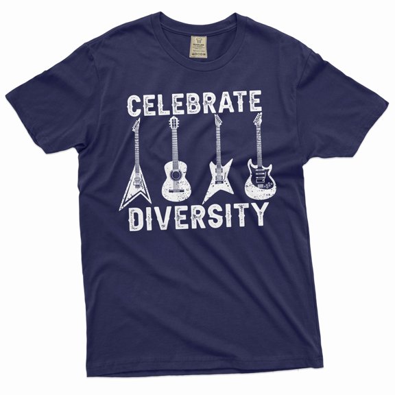 Celebrate Diversity Guitar Shirt Music Lover Gift for Guitarist Shirt Electric Guitar Player tee (4X-Large Navy Blue)