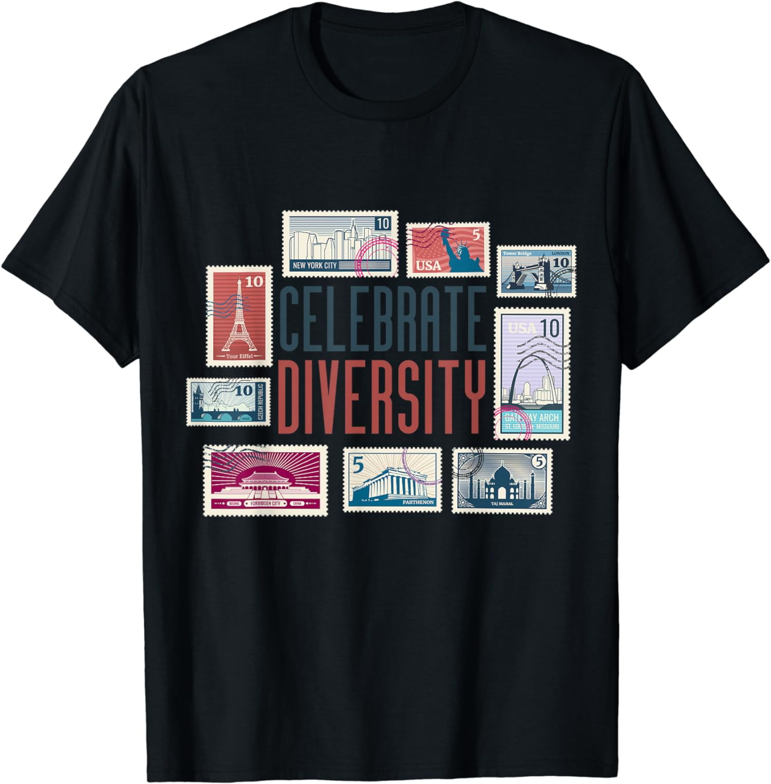 Celebrate Diversity Philatelist Gifts for Stamp Collector TShirt