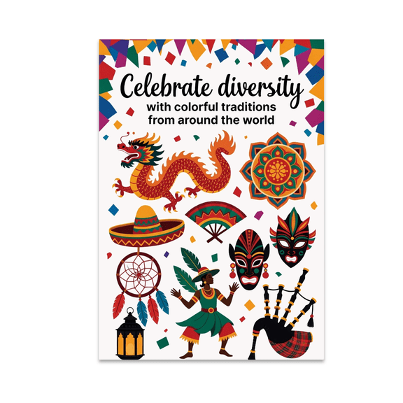 Celebrate Diversity with Colorful Traditions - Multicultural Decor - 13x19 Poster Print