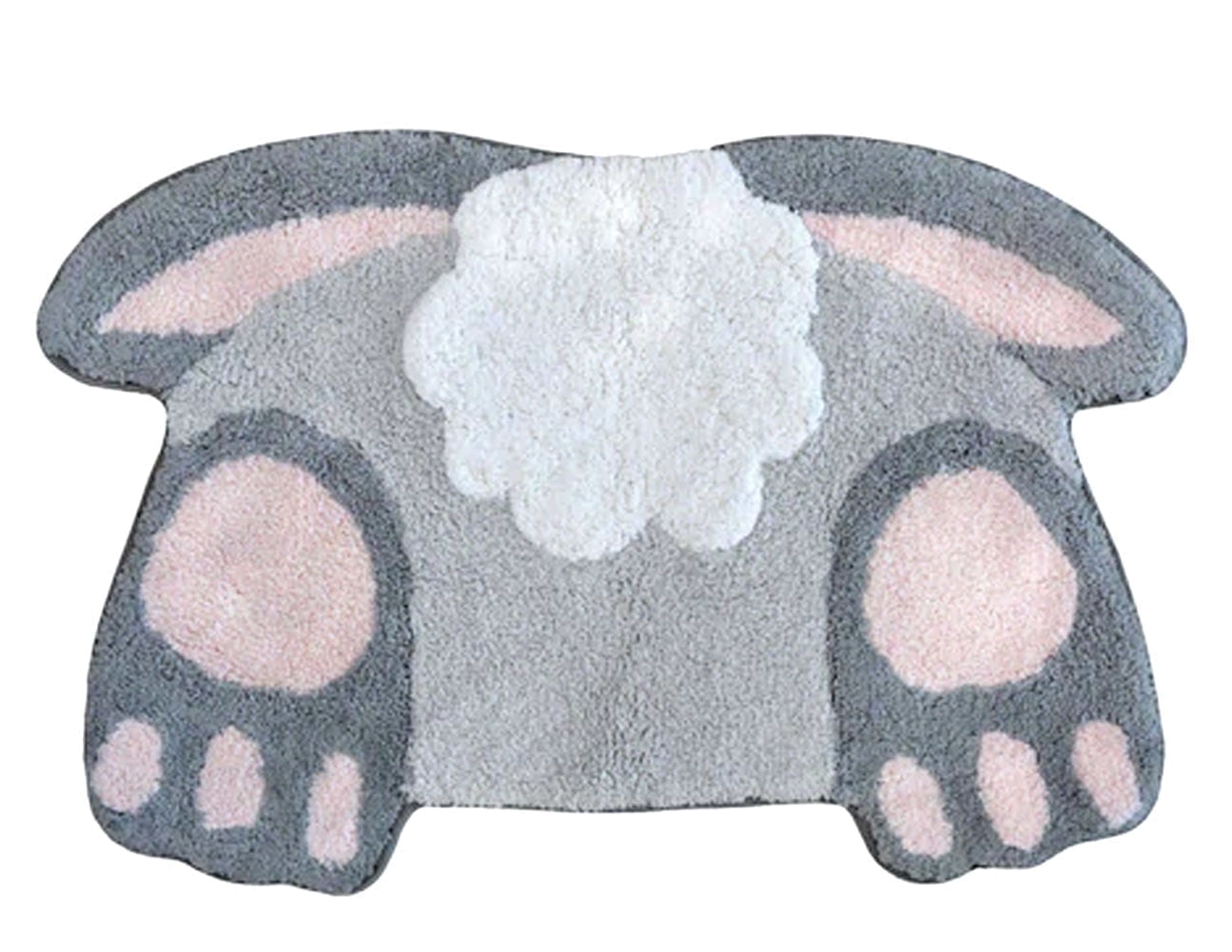 Celebrate Easter Bunny Tail Bath Rug, Spring Bathroom Decor, Plush Cotton Pile 20 x 30 Inches