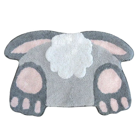 Celebrate Easter Bunny Tail Bath Rug, Spring Bathroom Decor, Plush Cotton Pile 20 x 30 Inches