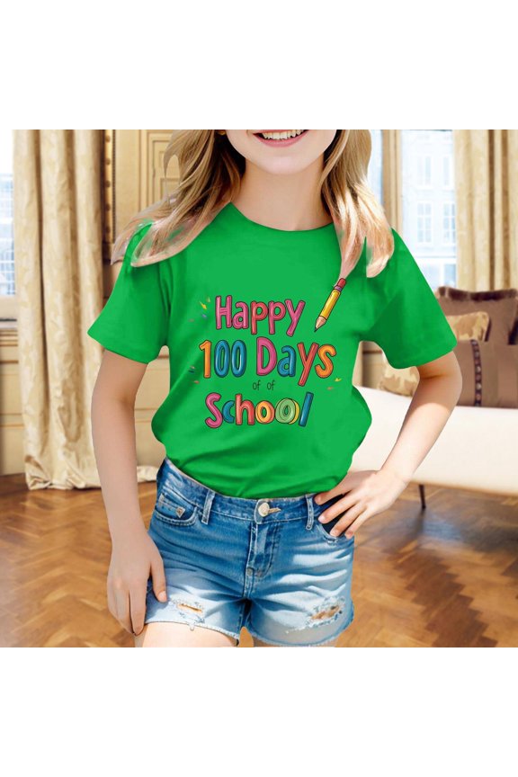 Celebrate Educational With This 1 Days Of School Tee For Kids Youth And Toddler Classrooms Short Sleeve Shirt for Girls Tees Kids Tshirts Clothes Summer Tops T-Shirt