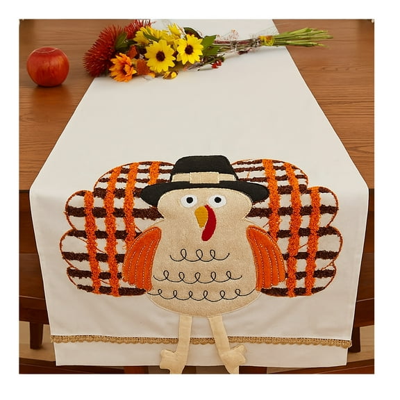 Celebrate Fall Table Runner Cutout Pumpkins Leaf Acorn 13 x 36 in Multi-Color
