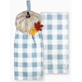 thumbnail image 1 of Celebrate Fall Together Pumpkin Leaves Tie Top Blue Plaid Kitchen Terry Towels, 1 of 3