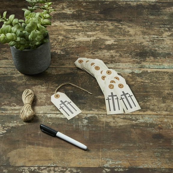 VHC Brands Celebrate Grace Crosses Paper Tag 9pt w/Twine Set of 50 1.75x3.75, Spring and Easter Gift Tags, Small Hanging Spring and Easter Decor