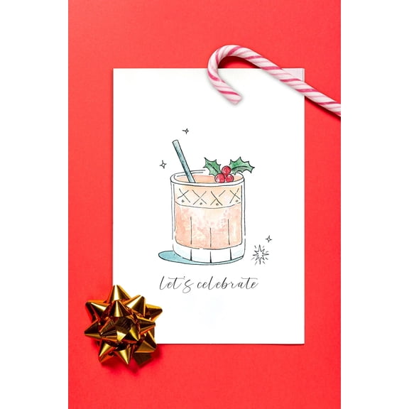 Let's Celebrate Greeting Card  Cheerful Cocktail Design  Perfect for Birthdays, Holidays, and Any Celebration  Comes with Envelope, Blank Inside for Personal Messages