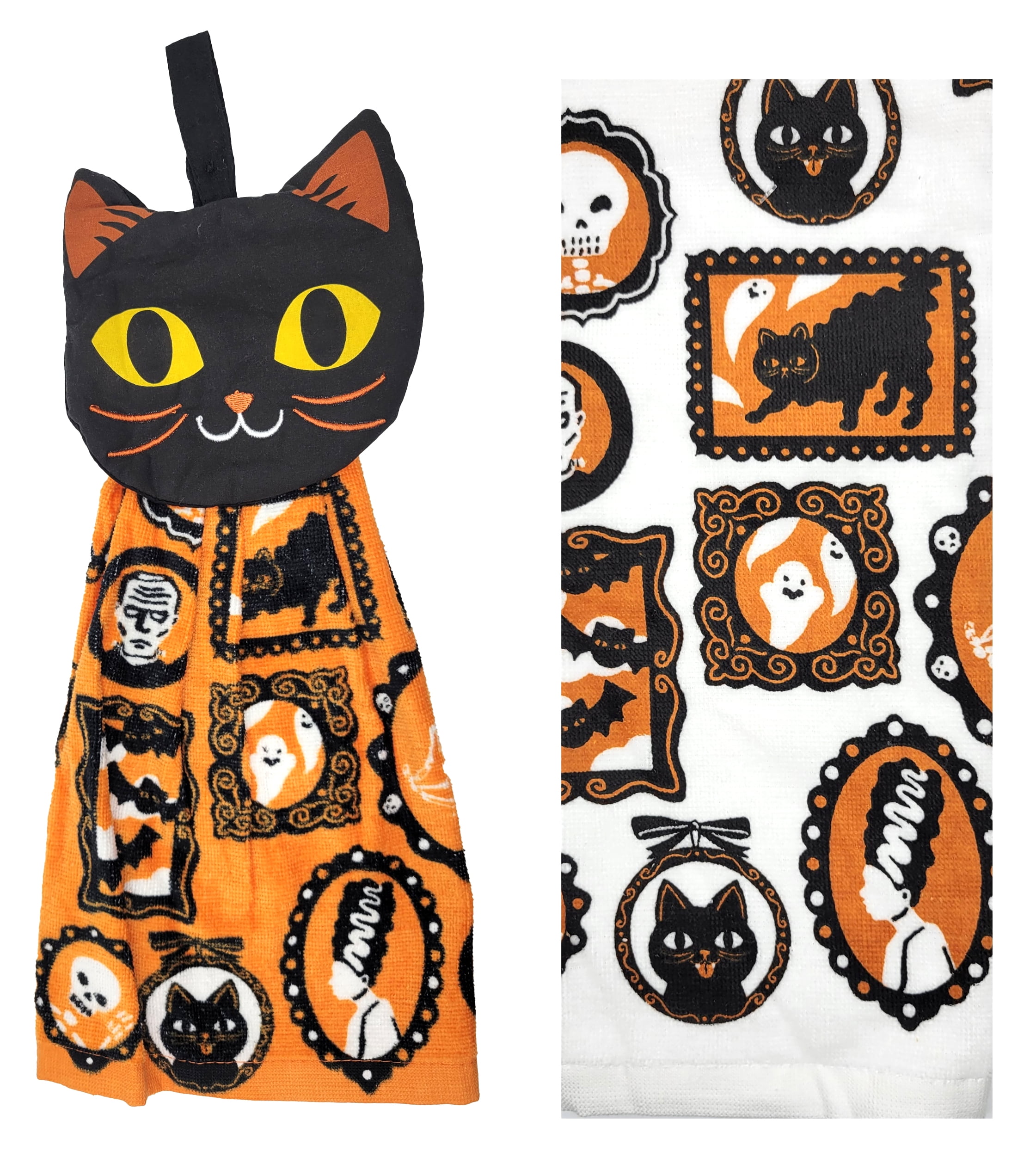 Halloween Pets Kitchen Towel - Fall Tea Towel - Halloween Cats in