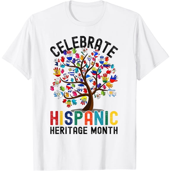 Celebrate Hispanic Heritage Month Latin Countries Flag Tree T-ShirtMen and women, Black T-shirt, size: Extra large S-4XL