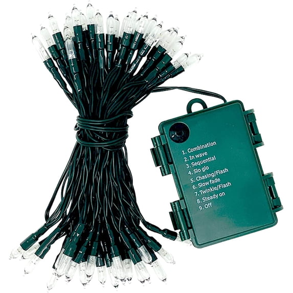 Celebrate A Holiday Battery Operated String Lights - 50 LED Waterproof Outdoor or Indoor Battery Powered Christmas Lights 18ft - 8 Modes Clear Mini Lights for Tree, Wedding, Party, Warm White