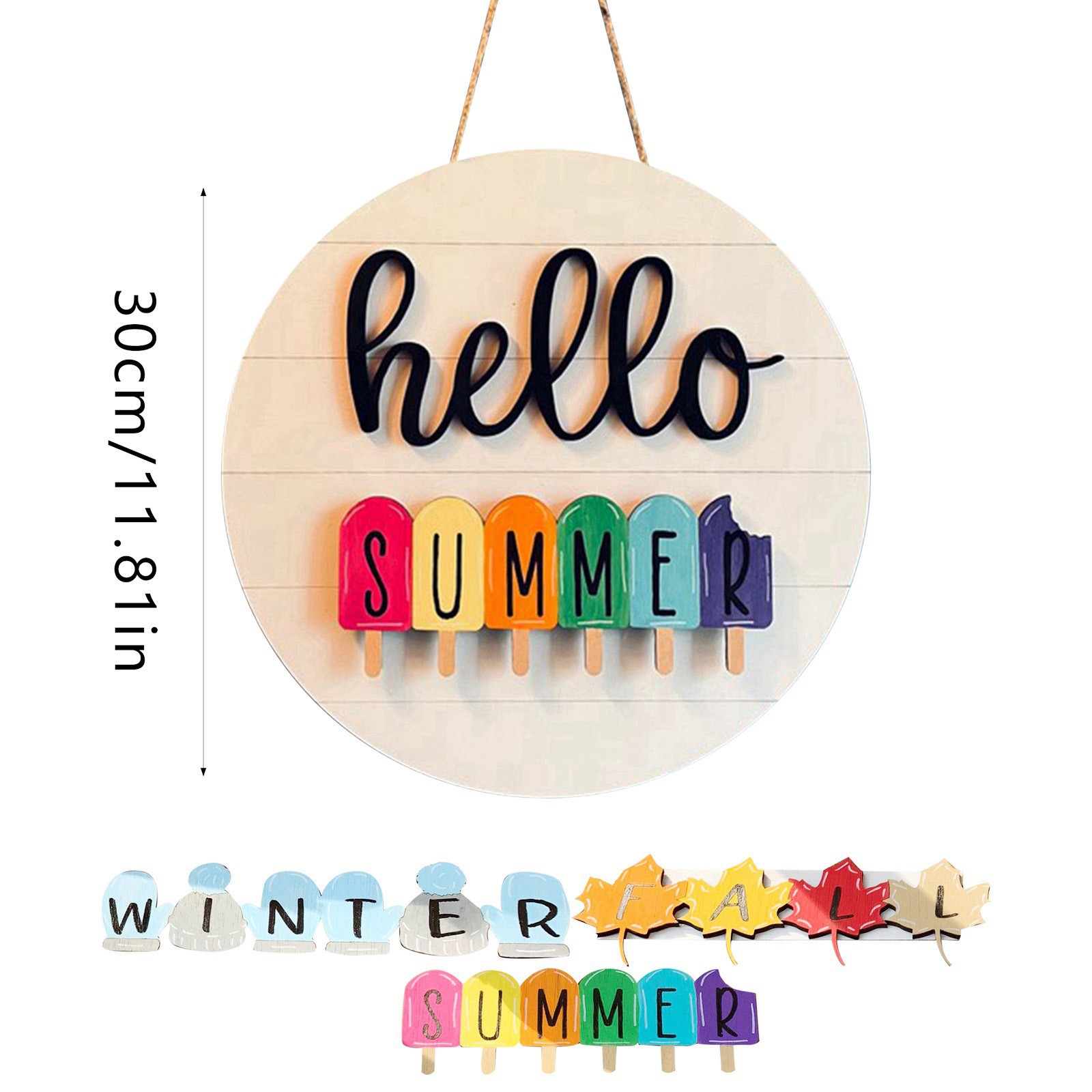 Celebrate Interchangeable Welcome Sign For Front Door With 4 Seasonal ...