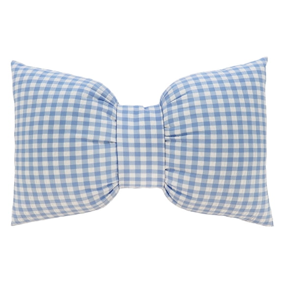 Celebrate It 18" x 12" Blue & White Gingham Bow Pillow , Red, White, & Blue Party Supplies and Decorations for Memorial Day, Independence Day