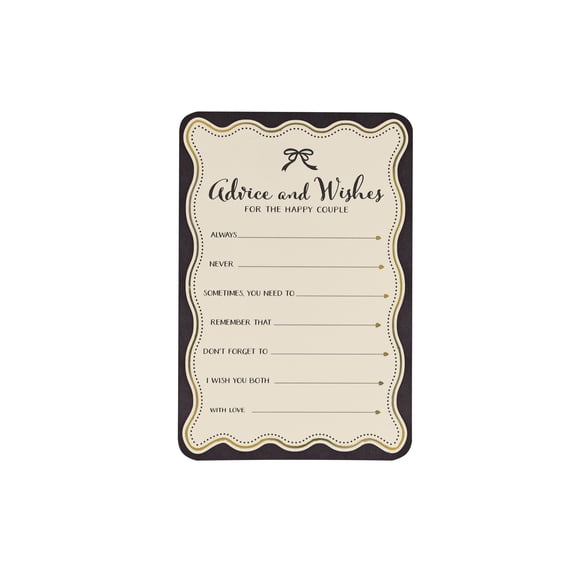 Celebrate It Advice Cards Fill-In Wedding Advice Cards with Black & Gold Design - 4" x 6" - 12 Packs (144 Total Cards)