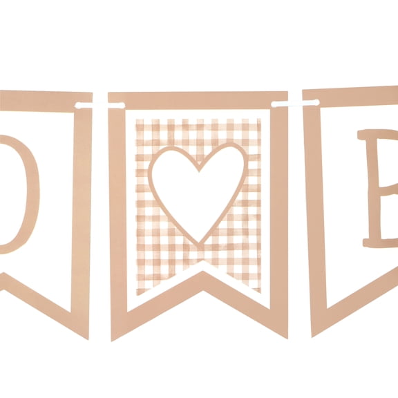 Celebrate It Baby Shower Banner – “HELLO BABY” Neutral Pennant Garland with Heart Accent - Neutral - 9 ft - 12 Pack