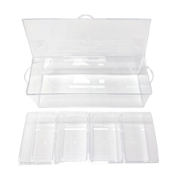 Celebrate It Chilled Condiment Server - 4-Compartment Garnish Tray with Ice Base - Clear - 16" x 6.22" - 1-Pack