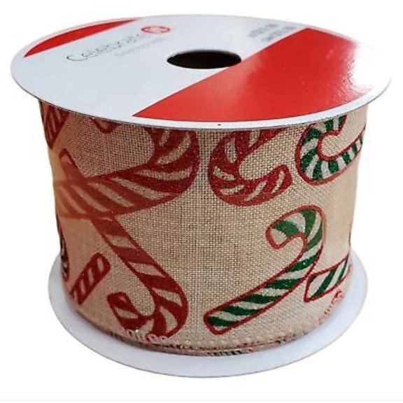 Celebrate It Christmas Wired Ribbon Red Green Candy Canes