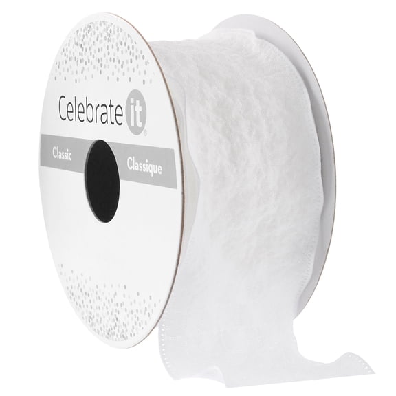 Celebrate It Classic White Ruffled Edge Ribbon, 1.5" x 3yd. , 12 Pack