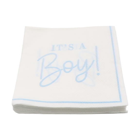 Celebrate It Cocktail Napkins  Its a Boy! Baby Shower Disposable Napkins - Blue/White - 4.8" x 4.8" - 24 Packs (480 Total)