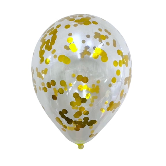 Celebrate It Confetti Latex Balloons – Clear Balloons with Metallic Confetti for Parties & Decor - Gold - 12" - 12 Packs (96 Total)