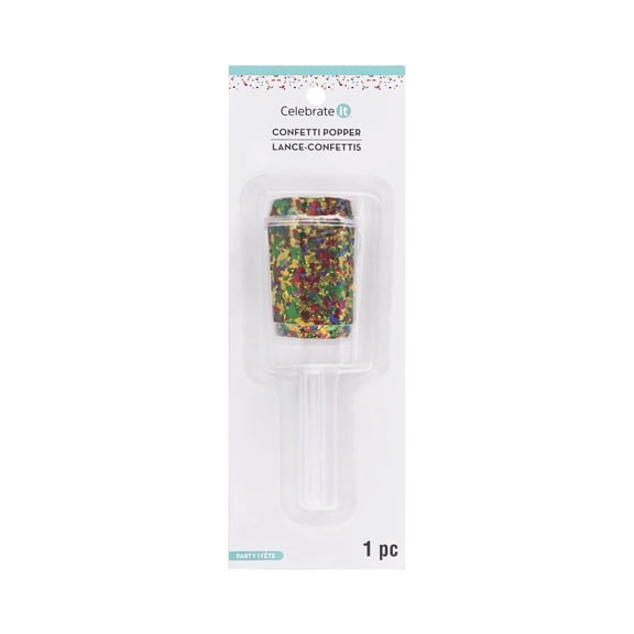 Celebrate It Confetti Popper, Handheld Festive Party Accessory, Multicolor, 12 Pack