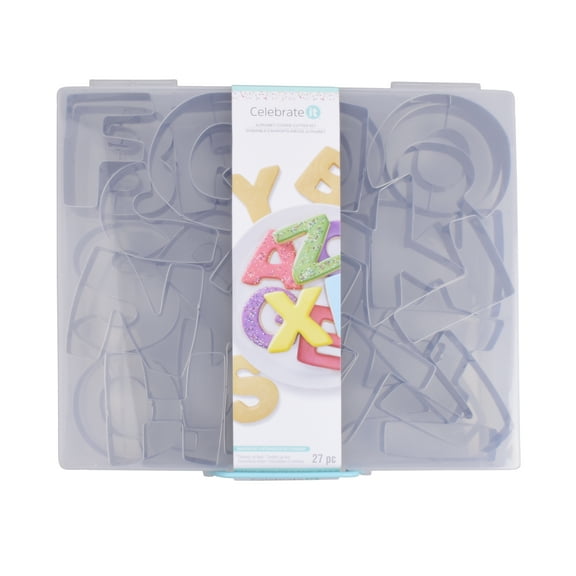 Celebrate It Cookie Cutter Set - Alphabet Letter Stainless Steel - Silver - 3.25" x 1" - 26-Piece