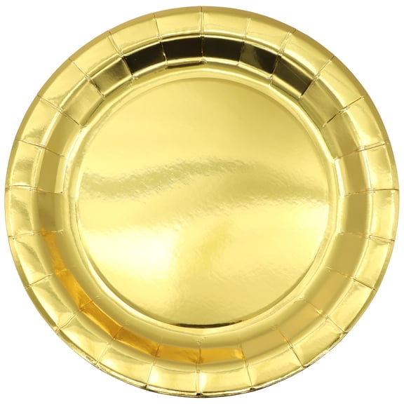 Celebrate It Dinner Plates, Solid Metallic Gold Decorative Paper Tableware, Gold, 9", 12 Pack (96 Total)