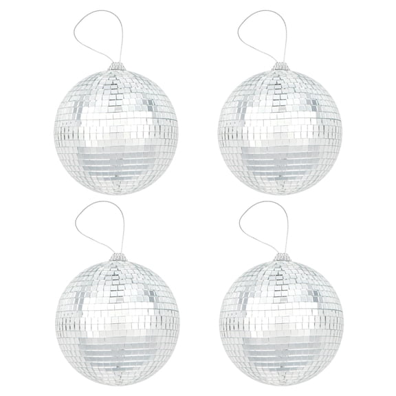 Celebrate It Disco Balls Sparkling Mirror-Glass Party Decorations - Silver - 4" - 6 Packs (24 Total)