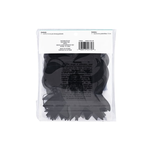 Celebrate It Garland Set – Black Bow Pre-Strung Party Garlands for Backdrops & Decor - Black - 4.9 ft - 12 Sets (7 Garlands Each)