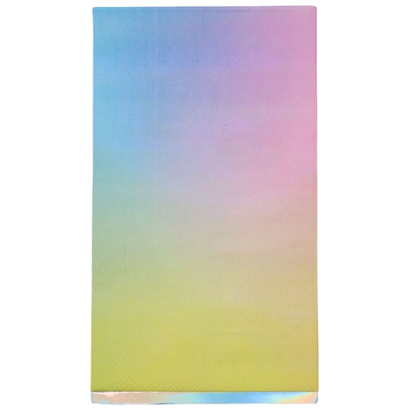 Celebrate It Guest Napkins, Multicolor Ombre Iridescent Foil Edge 3-Ply Paper Tissue, Multicolor, 4.2" x 7.6", 12 Pack (240 Total)