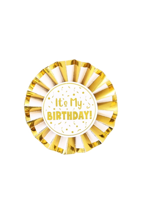 "It's My Birthday" Badge, Gold Decorative Party Pin, 2.75", 12 Pack