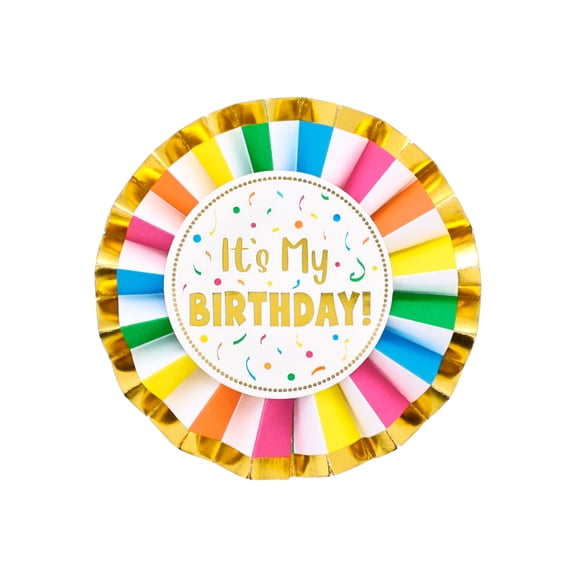 Celebrate It "It's My Birthday" Badge, Vibrant Party Ribbon Pin, Multicolor, 2.75", 12 Pack