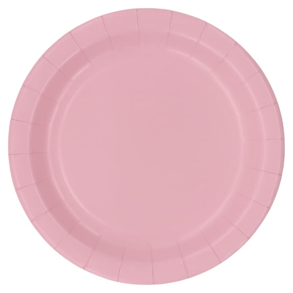 Celebrate It Paper Dinner Plates, Solid Color Round Disposable Tableware, Light Pink, 9", 12 Pack (120 Total)