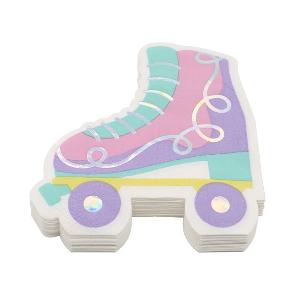 Celebrate It Paper Napkins Roller Skate-Shaped Disposable Party Napkins - Multicolor - 24 Packs (480 Total)