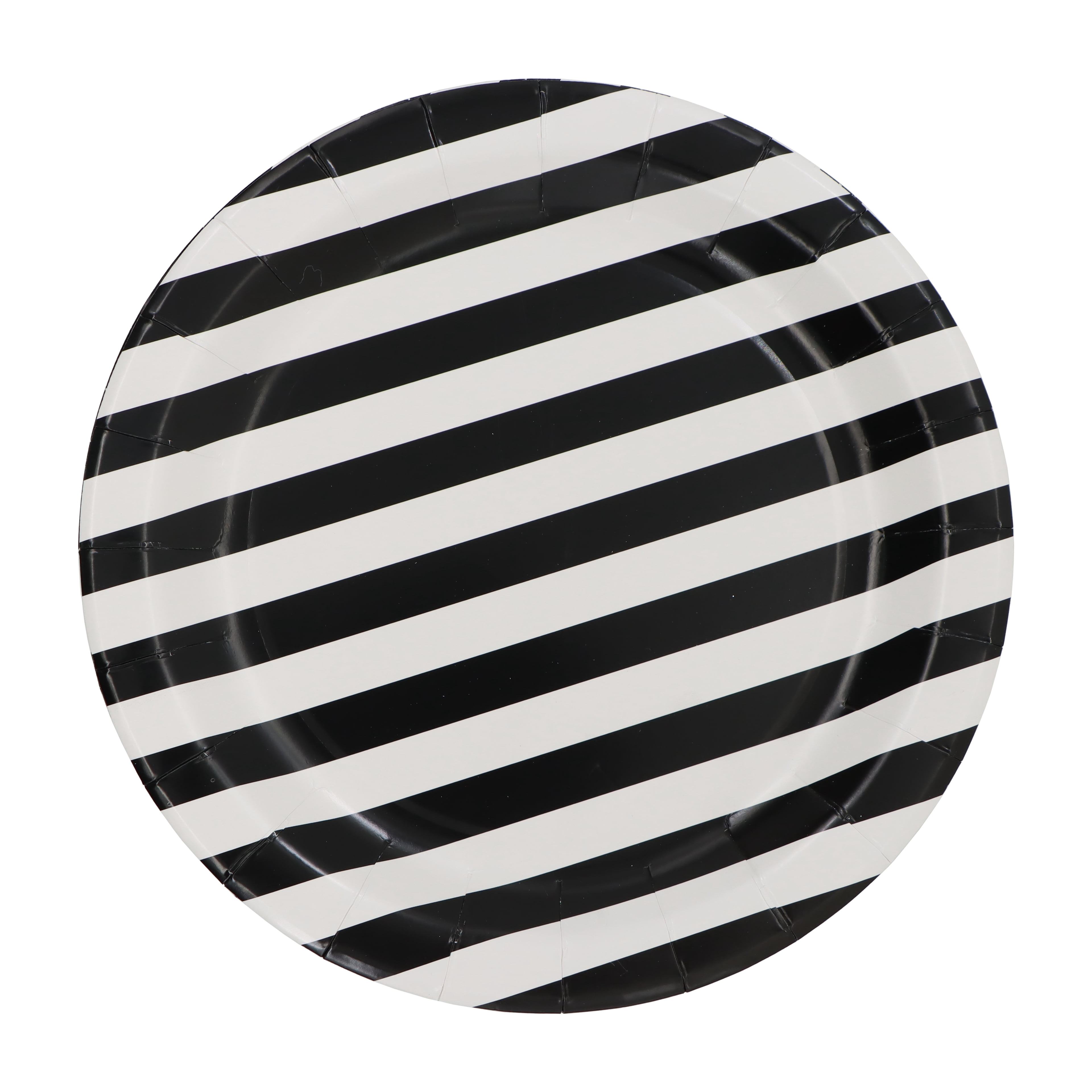 Celebrate It Paper Plates - Black & White Striped Disposable Dinner Plates, Black/White, 9", 12 Packs (120 Total)