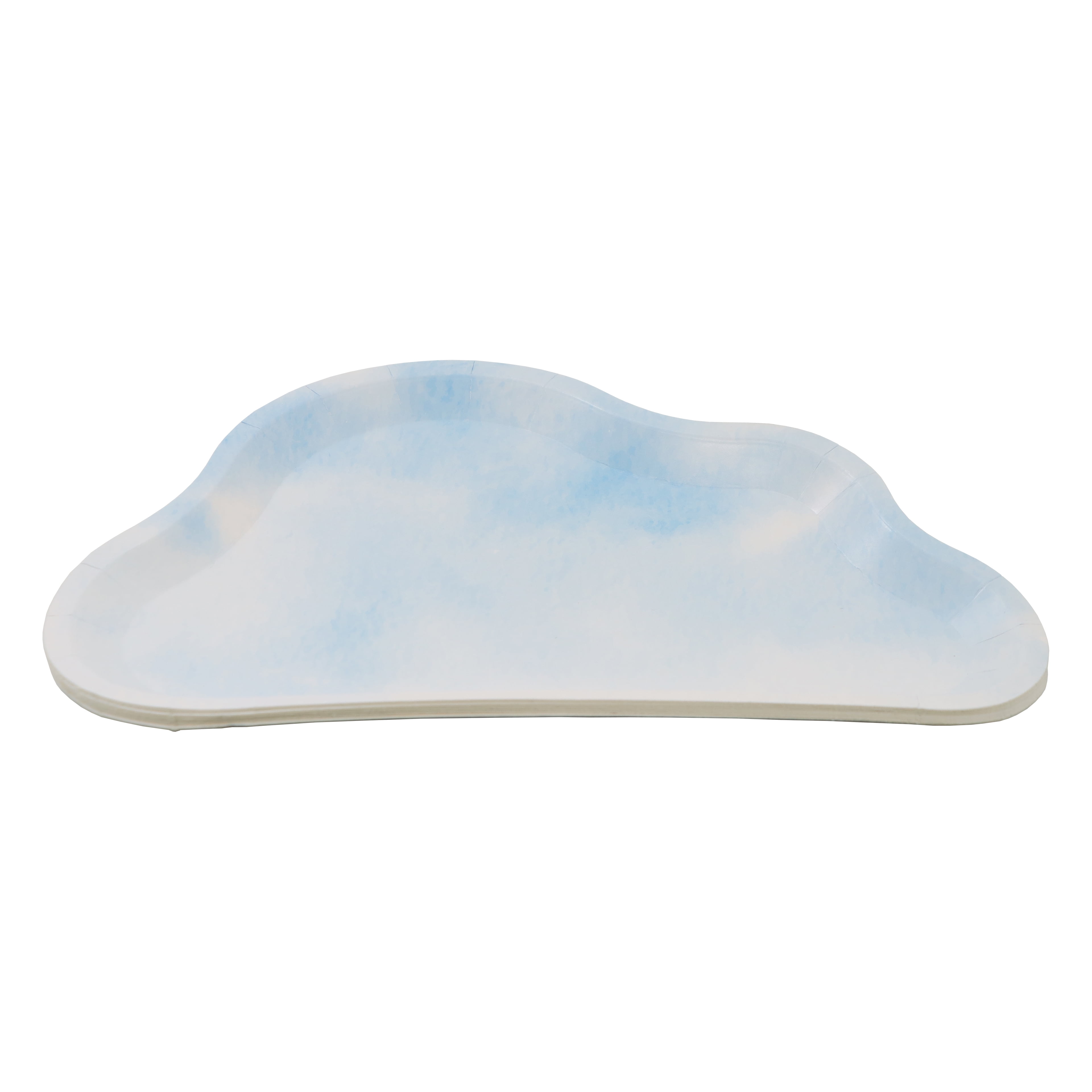 Celebrate It Paper Plates - Cloud-Shaped Disposable Snack Plates with Blue Sky Print, Blue/White, 7", 24 Packs (192 Total)