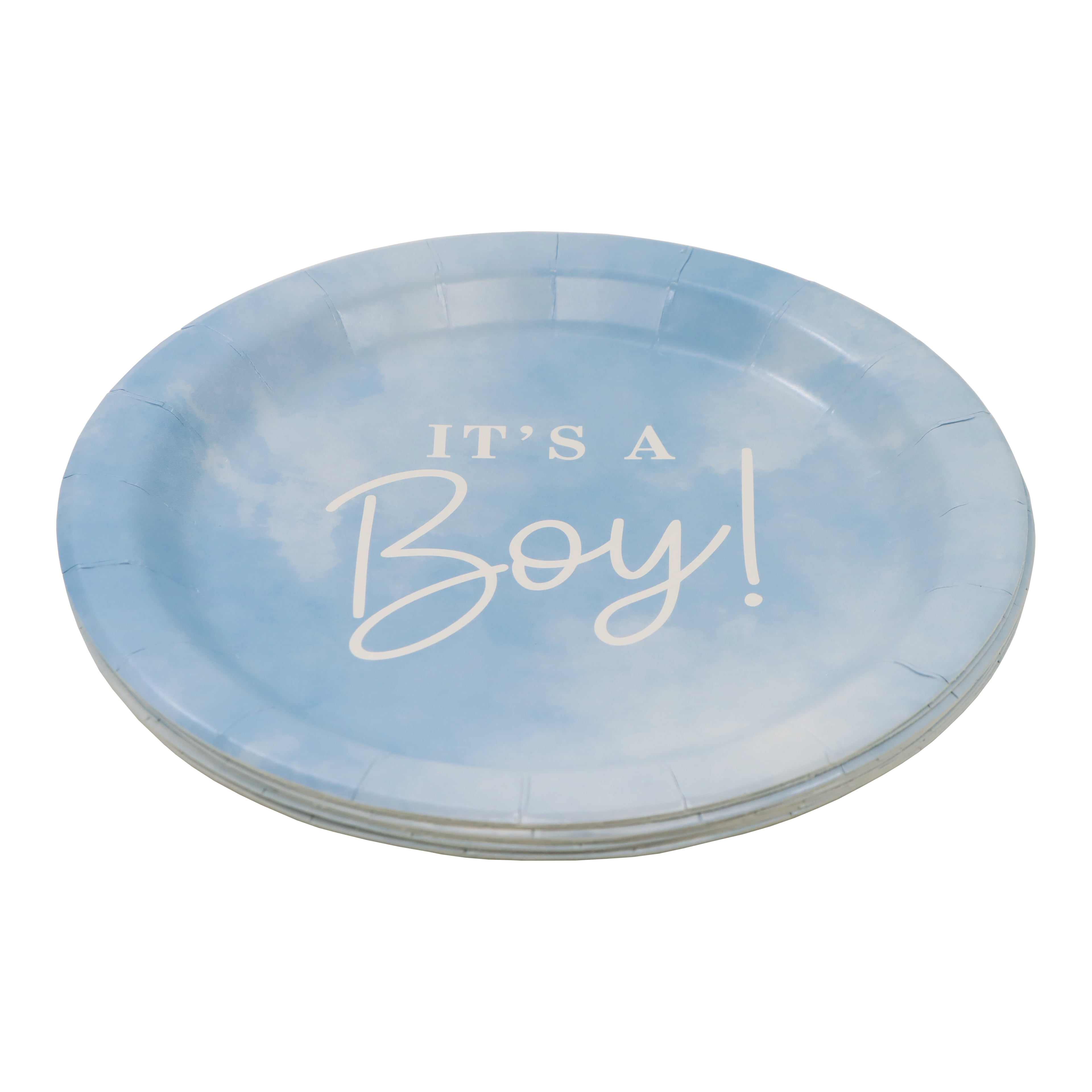 Celebrate It Paper Plates - "It's a Boy!" Blue & White Disposable Snack Plates, Blue/White, 7", 24 Packs (240 Total)