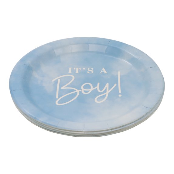 Celebrate It Paper Plates - "It's a Boy!" Blue & White Disposable Snack Plates, Blue/White, 7", 24 Packs (240 Total)