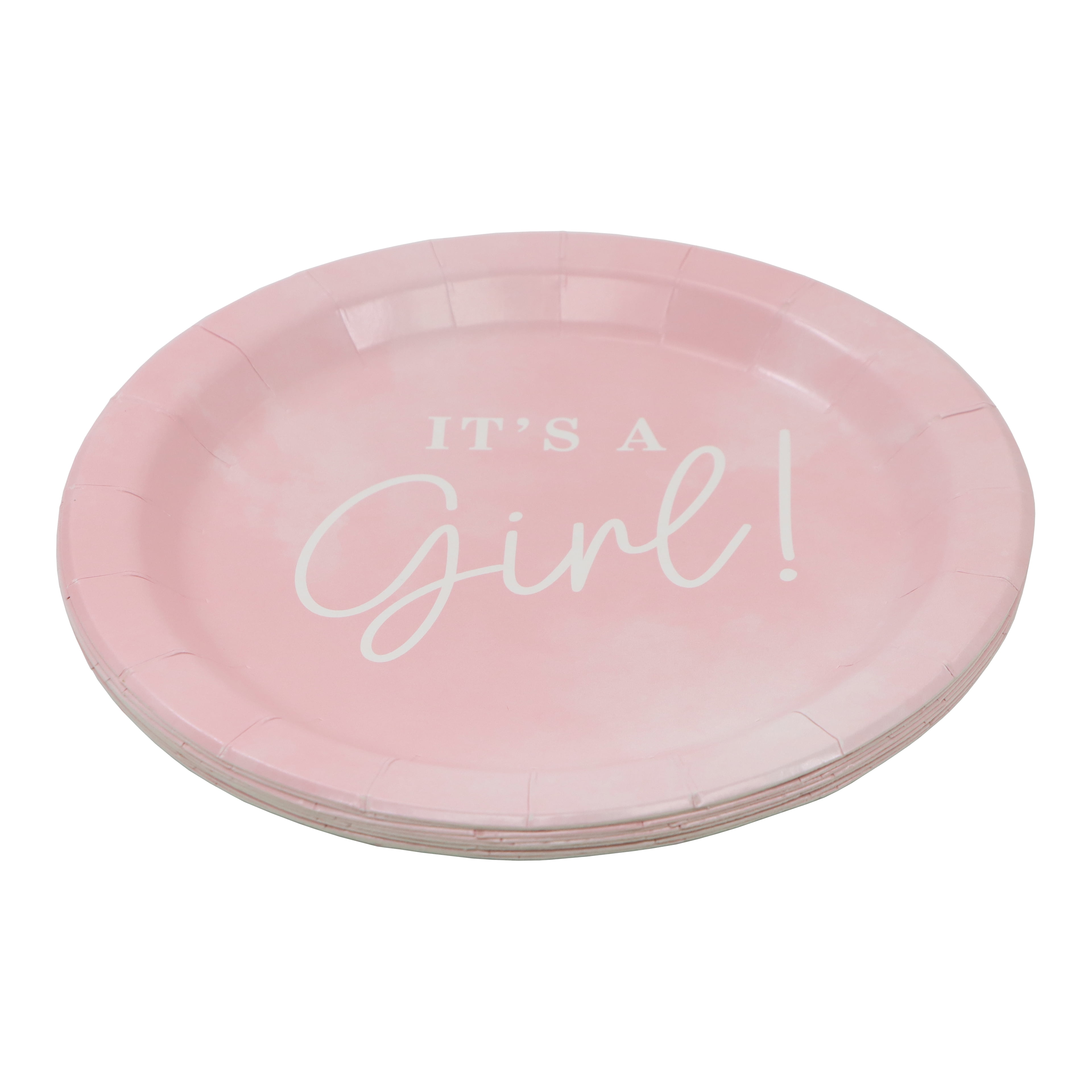Celebrate It Paper Plates - "It's a Girl!" Pink & White Disposable Snack Plates, Pink/White, 7", 24 Packs (240 Total)