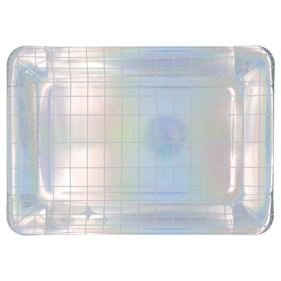 Celebrate It Paper Serving Trays, Retro Disco Ball Mirror Design, Silver, 9" x 13", 12 Packs (24 Total Count)