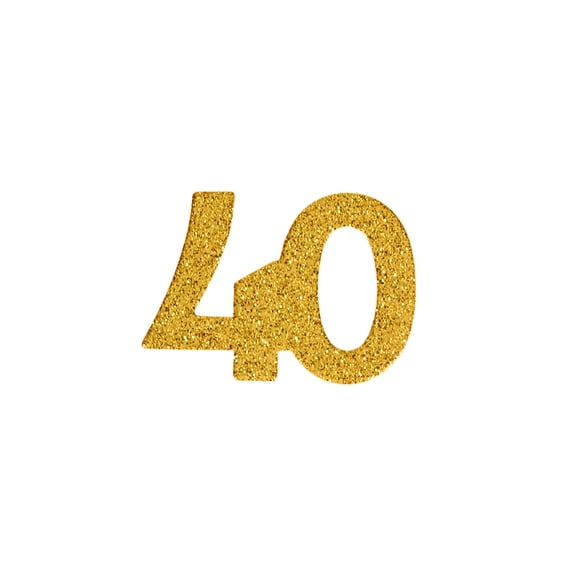 Celebrate It Party Confetti – “40” Number Confetti with Glitter Accents - Gold - 1.67" x 1.97" - 12 Packs (240 Pieces Total)