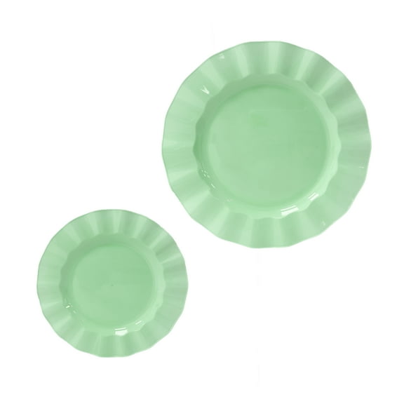 Celebrate It Plastic Plate Set, Wavy Rim Two-Size Dining Assortment, Mint, 7" & 10", 8 Packs (320 Total)