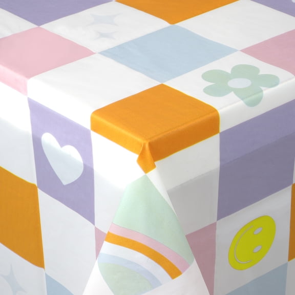 Celebrate It Plastic Table Cover  Multicolor Icon Print Disposable Tablecloth for Parties & Events - Multicolor - 54" x 108" - 24 Pack