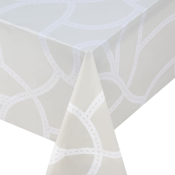 Celebrate It Plastic Table Cover - Road Track Print Disposable Tablecloth, Brown/White, 54" x 108", 24 Pack
