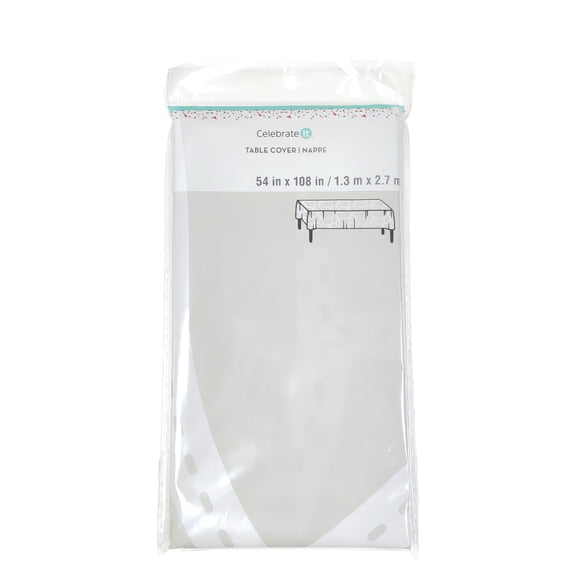 Celebrate It Plastic Table Cover - Road Track Print Disposable Tablecloth, Brown/White, 54" x 108", 24 Pack