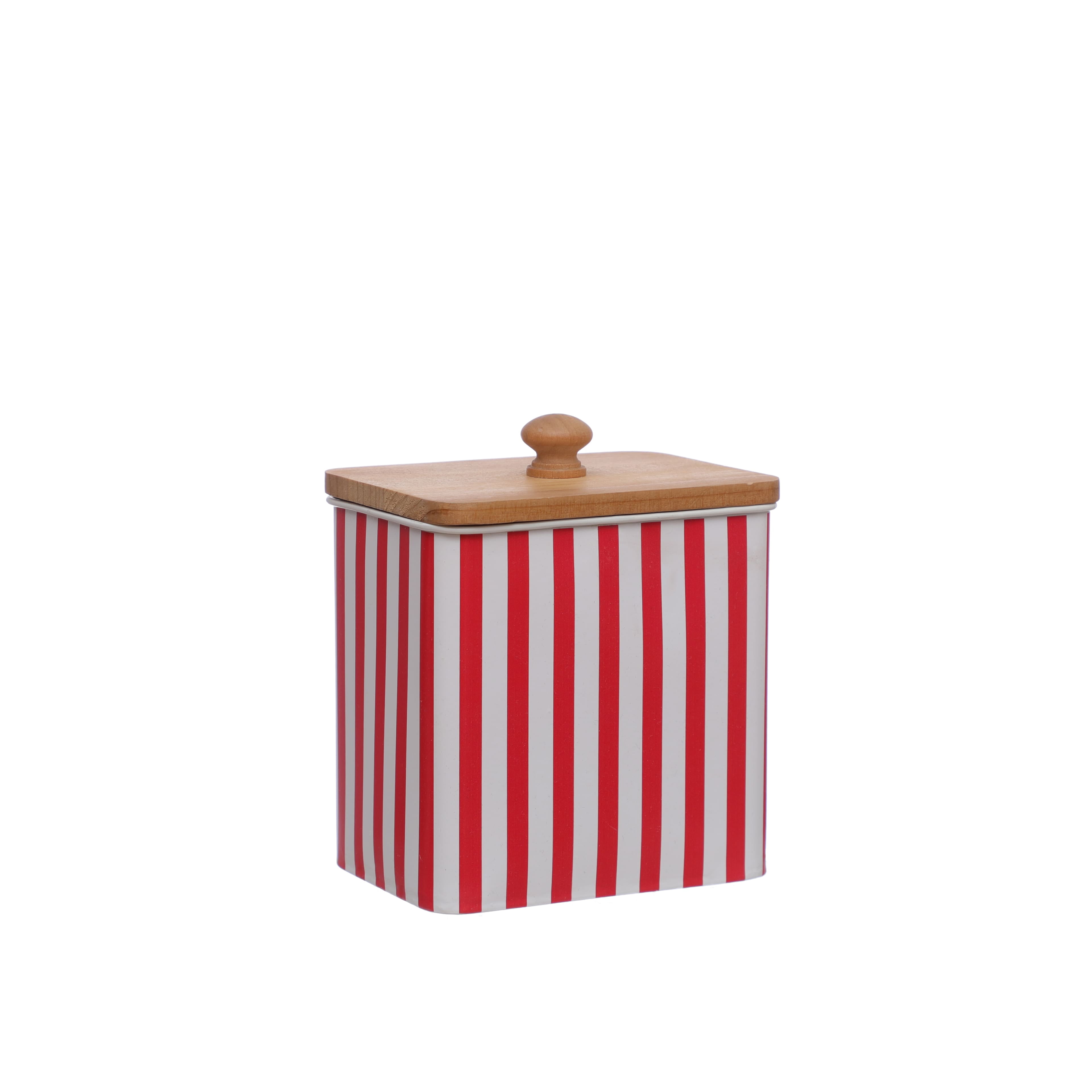 Celebrate It Red & White Striped Metal Container with Lid , Red, White ...